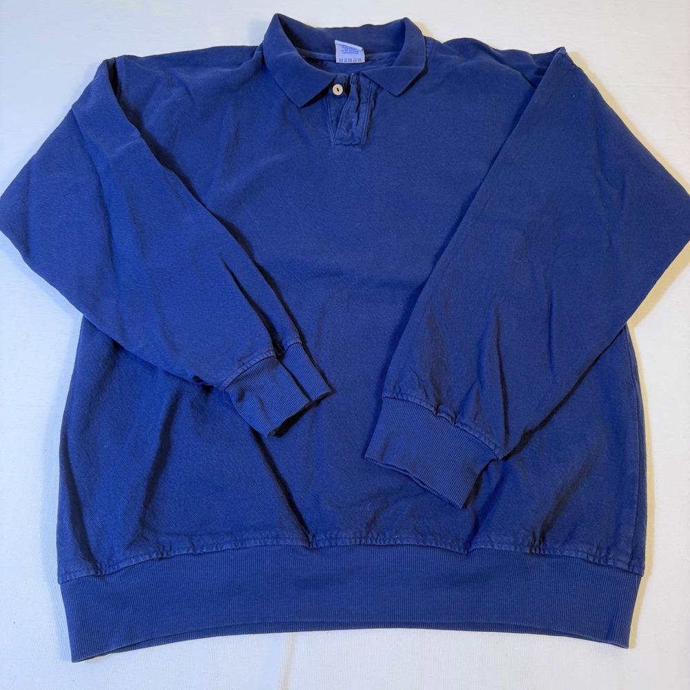 Sea Breeze of California Mens L Navy Blue Long Sleeve Cotton Polo Sweatshirt USA